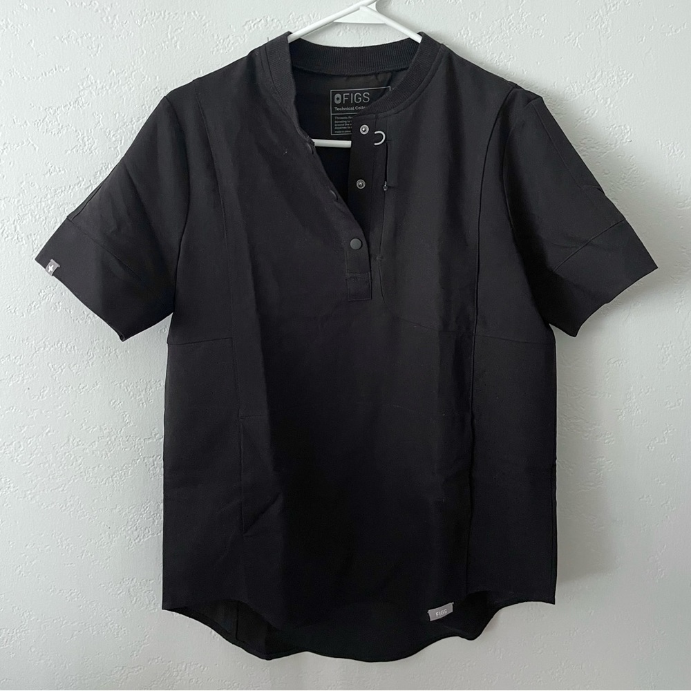 Figs Black Gidya Scrub Top Button Down